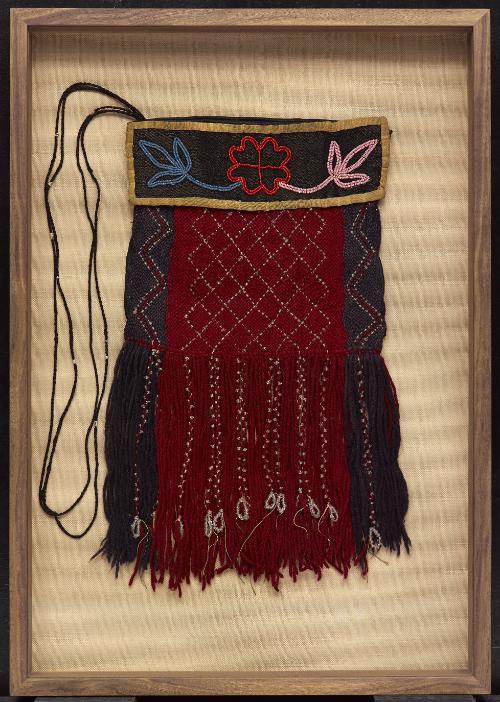 Anishinaabe finger-woven pouch