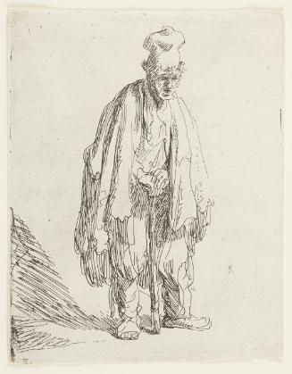Beggar in a High Cap, Standing and leaning on a Stick