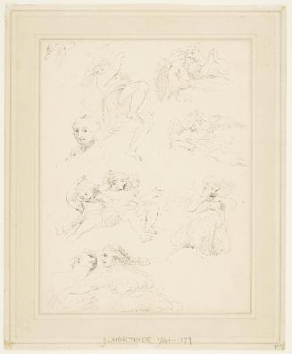 Sketch Page with Figures after Pietro da Cortona's Cupola for S. Maria in Valicella, Rome