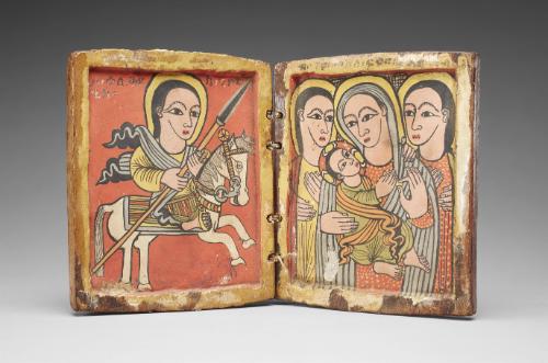 Diptych: St. George, and Virgin and Child with Archangels
