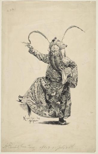 A Painted Face King Feathered Headdress Chinese Figure