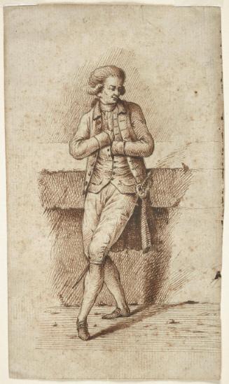 Young Gentleman Leaning against a Wall (recto); Sketch of Profile Head (verso)