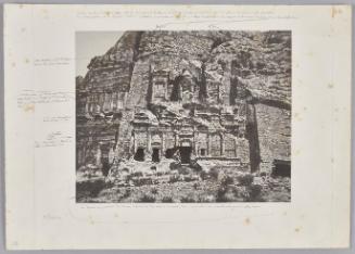View of a Temple at Petra. Related to, but perhaps not published in, [Duc de Luynes], Voyage d'exploration à la mer Morte, à Petra et sur la rive gauche du Jourdain par M. Le Duc de Luynes... Oeuvre posthume publiée par ses Petit-fils sous la direction de