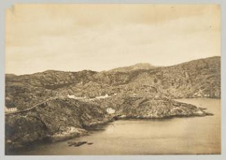 House where I stayed above the cross on the shore. Photograph from Newfoundland Album, Collection of Canadian albums compiled by Edith S. Watson
