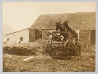 Threshing out oats, Yamaska, P.Q. Photograph from The Abenaki; from collection of Canadian albums compiled by Edith S. Watson, 1890s-1930s