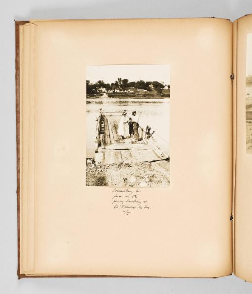 Collecting his fare on the ferry landing at St. Francois du Lac, Que. Page 28 of The Abenaki; from collection of Canadian albums compiled by Edith S. Watson, 1890s-1930s