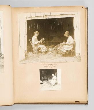 Tying sweergrass into "hanks" for the market. Page 7 of The Abenaki; from collection of Canadian albums compiled by Edith S. Watson, 1890s-1930s