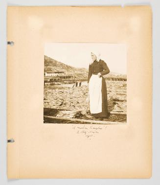 "A modern Evangeline"! In Petty Harbor, Nfld. Page 39 of Fish; from collection of Canadian albums compiled by Edith S. Watson, 1890s-1930s