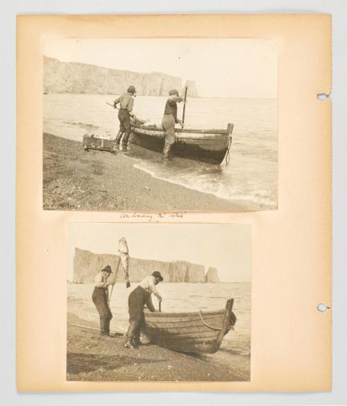 Unloading the catch. Page 28 of Fish; from collection of Canadian albums compiled by Edith S. Watson, 1890s-1930s
