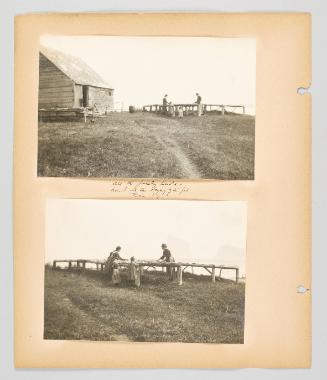 All the family lend a hand at the drying of the fish, Percé, P.Q. Page 26 of Fish; from collection of Canadian albums compiled by Edith S. Watson, 1890s-1930s