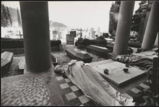 The bodies of victims are lain on the floor ready to be placed in coffins at the cemetery in Osoppo after the Friuli earthquake claimed the lives of 939 people in 1976