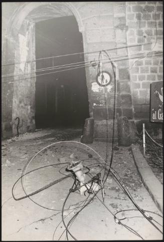 Damage to the streets and fallen wires in the aftermath of an earthquake in Tuscany that left about 5,000 homeless