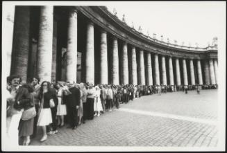 Large crowds of people line up in St. Peter's Square to view Pope John Paul I lying in state, 29 September 1978