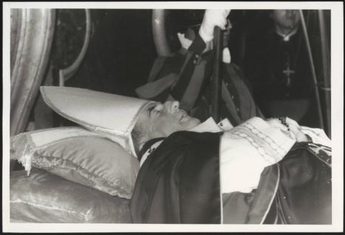 Pope John Paul I lies in state in St. Peter's basilica, the day after his death, that took place on 28 September 1978