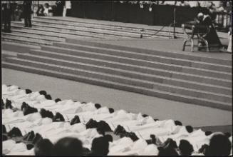 354 candidates to the priesthood lie prostrate in St. Peter's Square during Pope Paul VI's inauguration