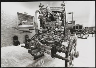 A view of a papal carriage from the 19th century on display in the Apostolic Palace