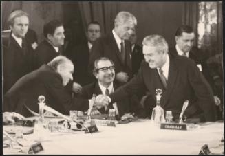 Guido Carli, John Bowden Connally and Rinaldo Ossola at an international diplomatic meeting