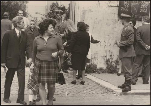 Guards outside a polling station 