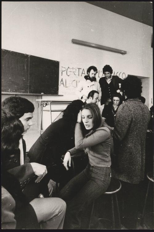 Students attending a class at the University of Rome