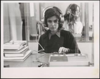 Students in a library 