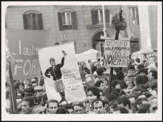 The trade union CGIL and the PCI take part in a protest against leader of the PSI, Bettino Craxi