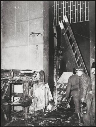 A burnt out corner of a factory in Battipaglia, 1969