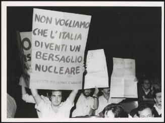 A young man at an anti-nuclear demonstration 