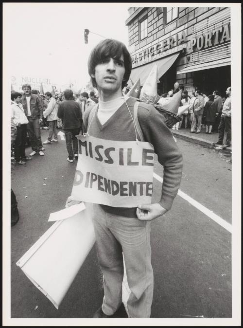 A young man at an Anti Nuclear rally 