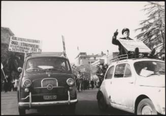 Unionised public transport workers during tram driver's strikes