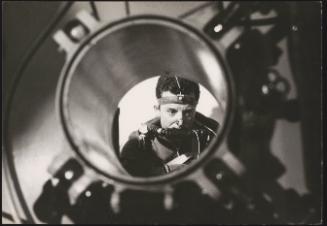 Research station, a man in breathing apparatus 