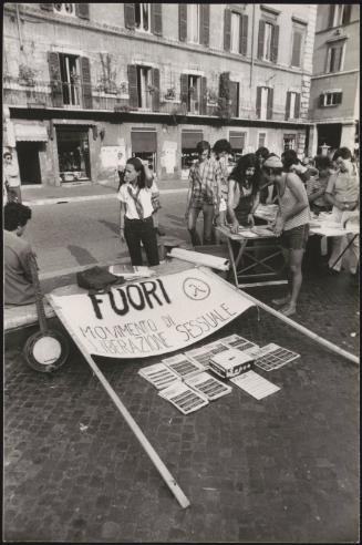 A group from the movement of sexual liberation preparing for demonstration 