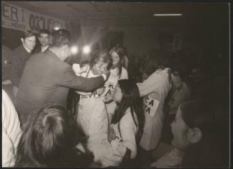 A factory worker's strike meeting