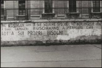 Graffiti attacking DC politician Francesco Cossiga  and PCI politician Enrico Berlinguer

