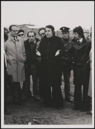 Carlo Moro, President of the Juvenile Court of Rome, brother of Aldo Moro, with Masono, chief of the street patrol policeinvestigating the death of Pier Paolo Pasolini, Ostia, 1975, Massimo Vegari