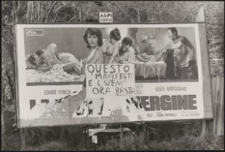 Movie advert with censorship protest poster