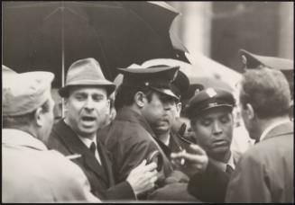 Demonstrators and policemen