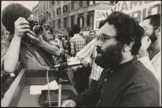 Fernando Arrabal speaking at an unspecified political rally