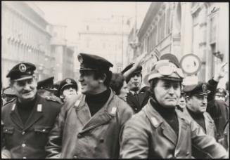 A rally of night-security guards in Via del Corso, Rome