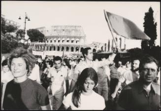 A protest march by the Colosseum, Rome