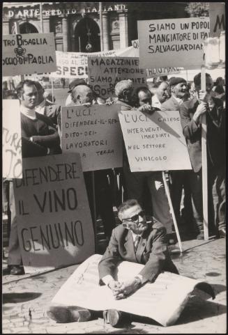 Vineyard workers in Rome demonstrating 