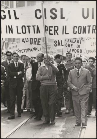 Trade union protest attending worker's demonstration