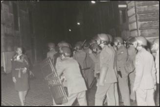 Riot police in Rome at night