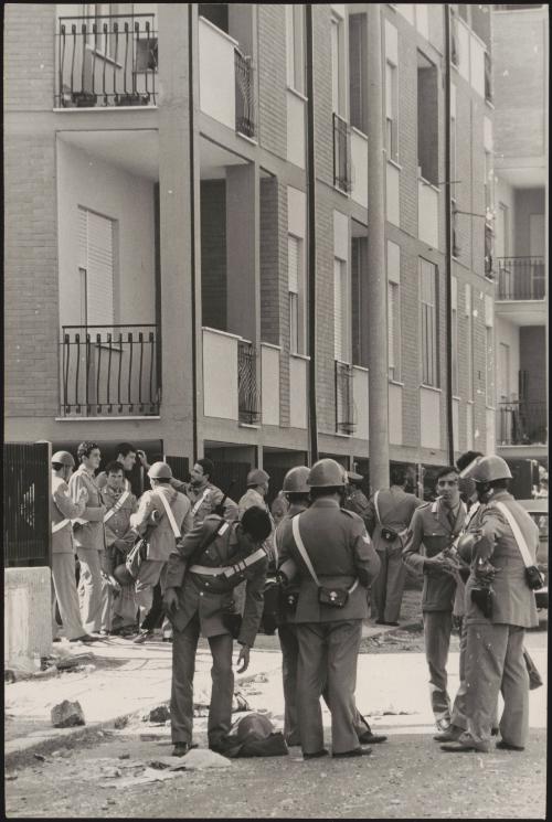 Italian police following a riot