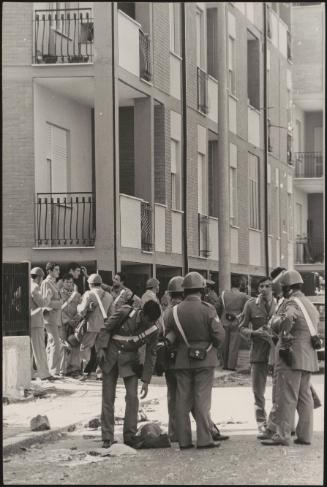 Italian police following a riot