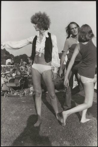 Hippies dancing at a summer music festival
