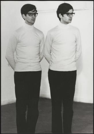 Portrait of a twins during a performance art piece based on the Zodiac