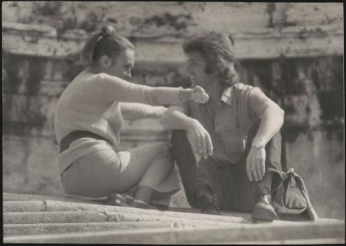 A couple on the Spanish Steps, Rome