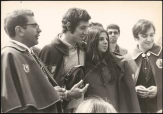 'Alpini' troops and a young woman participate in a ceremony, Rome