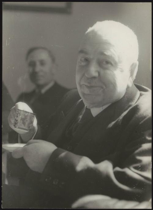 Former Prime Minister of Italy, Francesco Saverio Nitti, holding an espresso cup