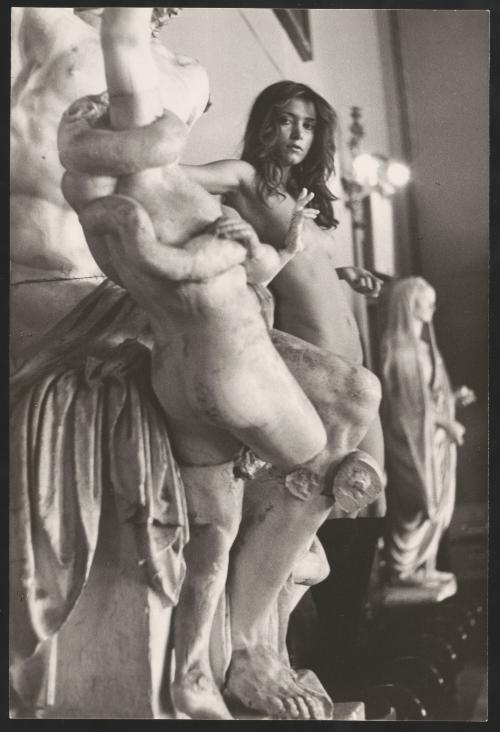 Actress Christiana Borgi poses nude next to classical statues 